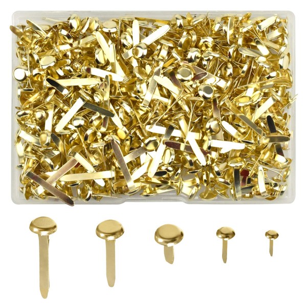 Pack of 500 Mini Brads Metal Round Head Clips Pattern