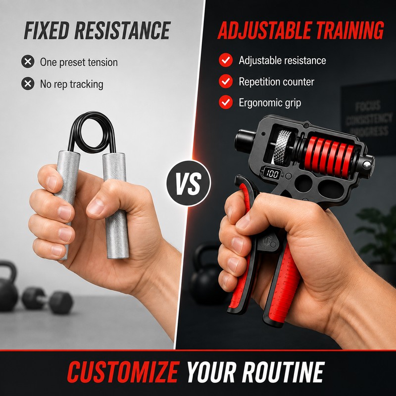 Adjustable Hand Grip Strengthener with Repetition Counter – Dual-Spring Exerciser