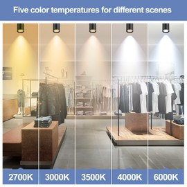 APPRONLIT Black Led Ceiling Spot Lights 5CCT Selectable Dimmable led Spot Lights Indoor 12W, CRI90 Adjustable Flush Mount Fixture 24° Accent Lighting for Living Room Bedroom 2 Packs