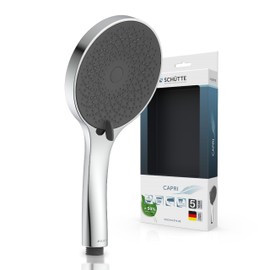 SCHÜTTE Capri Hand Shower with Velvet Jet Technology, Shower Head with Over 300 Nozzles and 3 Adjustable Jet Types, Anti-limescale Shower Head for the Shower, Chrome
