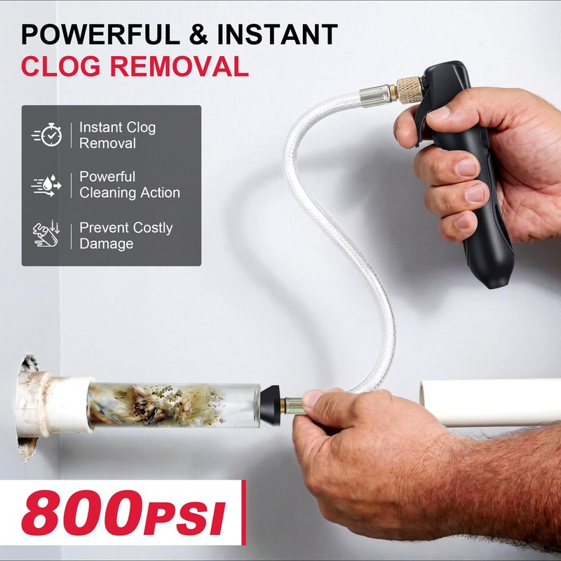 AC Drain Line Cleaner with 2 Flexible Hose (No Cartridges