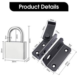 MOERAE Security Latch with Stainless Steel Mortice Lock - For Garden Gate/Patio Door (Black, Weatherproof)