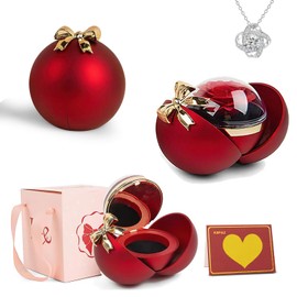 KBPAZ Preserved Rose Ring Box, Creative Preserved Flowers Gifts for Girlfriend Women Mom Wife, Anniversary Birthday for Women Her (Red)