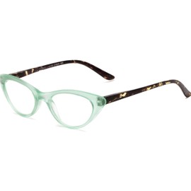 The Cat's Meow Colorful Ladies Cat Eye Reading Glasses, Full Frame Readers, 1950s Vintage Reading Glasses for Women + 1.75 Teal Green (Microfiber Cleaning Carrying Pouch Included)