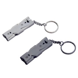 HUITINGJIANYYDS 2 Pcs Safety Whistle Double Tubes Outdoor Whistle Survival Safety Whistle Stainless Steel Safety Whistle with Keychain for School Gym Outdoor Camping Hiking