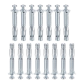 DTGN M4x52mm Hollow Wall Anchors - 15 Pack - Good for Hollow Wall Plaster Walls - Carbon Steel Hollow Drywall Anchors Screws, Silver