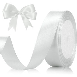 1 Inch 25 Yards Silver Ribbon, Silver Satin Ribbon for Wedding Flower Arrangement Birthday Party Decoration