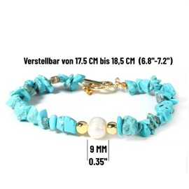 JJDreams Gemstone Bracelet Healing Stones Bracelet Women's Chip Bracelet Yoga Bracelet Amethyst with Pearl, Blue Turquoise