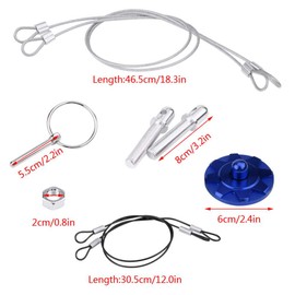 Hook Pins with Accessories, Qiilu 2PCS CNC Aluminum Alloy Car Racing Hood Pin Lock Appearance Kit Punch + Paste Two Methods Universal(Blue)