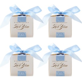 Small Wedding Gift Box, Pack of 30, Party Favours, Baby Shower, Candy Box, Favours, Box, Boxes, Candy Box with Ribbon for Birthday, Wedding, Christening, Birth Party (Blue)