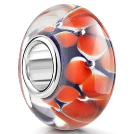 MATERIA by Matthias Wagner Floral Glass Bead 925 Silver with Flowers for Women in 2 Colours, Glass