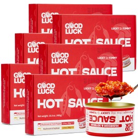 GOOD LUCK Mushroom Hot Sauce, Spicy Chili Oil and Chili Paste with High-Grade Mushroom Instant Mushroom Sauce, Chopped Chili Sauce,Fresh Pepper,Soybean,Garlic, 36 Cans,2 Flavors