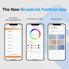 Broadlink FastCon Smart Bulb LB4E26, Color Changing with Music Sync, A19/E26/9W/800LM/110V, Works with Alexa and Google Home, GW4C Hub Required