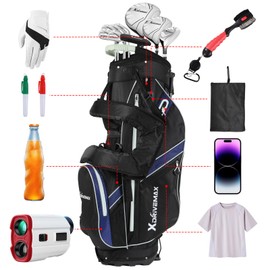Golf Stand Bag, Lightweight Golf Bag with 8-Way Top Dividers, Golf Bag for Men & Women with Adjustable Dual Strap, Rain Cover, Cooler and Golf Accessory Kit