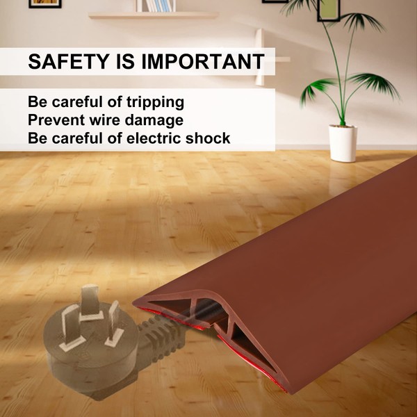 20Ft Floor Cord Cover Brown Silicone Cable Protector Easy to