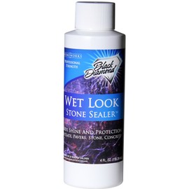 Wet Look Natural Stone Sealer. Durable, Long-Lasting Gloss Protection. Interior and Exterior Pavers, Slate, Sandstone, Travertine, Flagstone, Driveways, Garage Floors, etc. Black Diamond Stoneworks