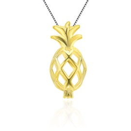 LGSY Pineapple Cage Pendants for Pearl Jewelry Making Gold Plated, Design Pearl Cage Pendants for Women