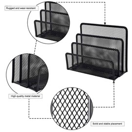 Colrid Letter Box Mesh, Letter Holder Metal Black, Desktop File Holder Organiser, Desk Organiser, Newspaper Rack, for Envelopes, Documents, Newspapers, Office, Living Room, Workplace