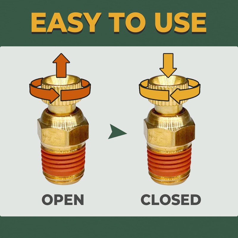 Air Compressor Tank Drain Cock, LIONMAX 1/4'' NPT Brass Tank