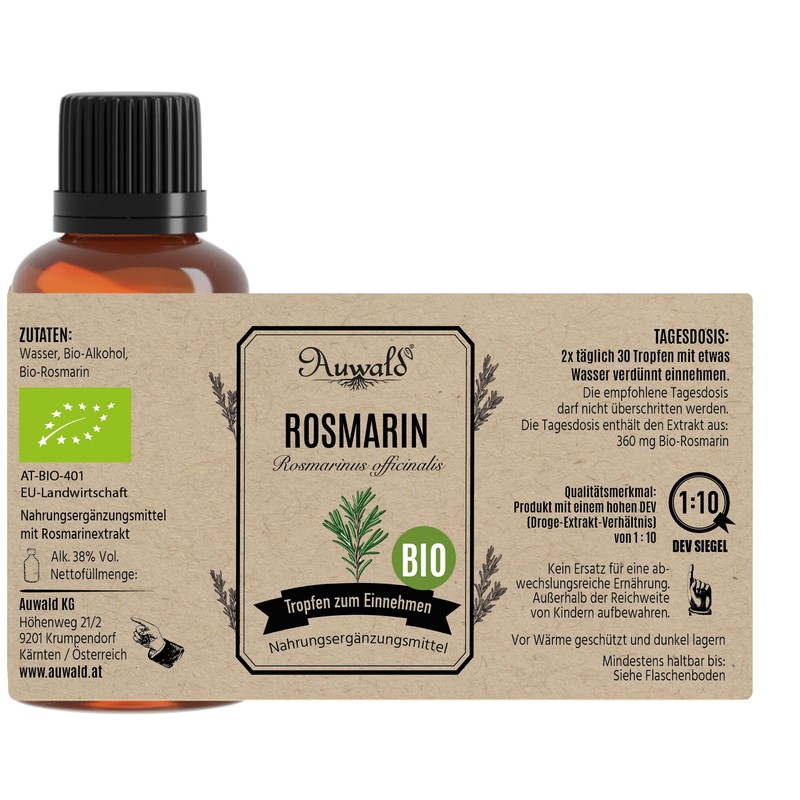 Auwald Organic Rosemary Drops - High Quality Extract, Extract, Essence
