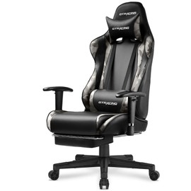 GTRACING Gaming Chair with Footrest, Ergonomic Computer Game Desk Chair, Recline Gaming Chair Seat Height Adjustment, Swivel Rocker with Headrest and Lumbar (Camouflage)