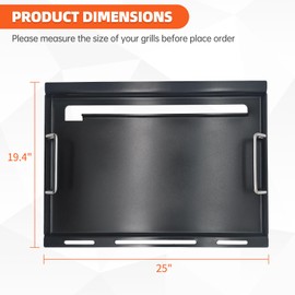 Dictirdy Cast Iron Griddle for Gas Grill 25” x 19.4” Nonstick Coating Flat Top Griddle Grill Plate for Weber Genesis 300 Series E/S-310 320 330 EP/cep-310 320 330 Genesis Grills for BBQ, Camping Party