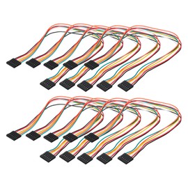 MECCANIXITY Female to Female 6Pin Breadboard Jumper Wire 2.54mm Pitch Single Row Ribbon Cable 30cm Long Breadboard Ribbon Cables for Breadboard Electronic Projects Pack of 10,Multicolored