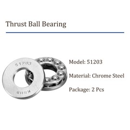 Kozelo 2pcs 51203 Thrust Ball Bearing - [17mm x 35mm x 12mm] Chrome Steel Miniature Thrust Bearing with Washer for Machine Tool Use