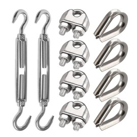 VZU 10 Piece Rope Tensioner Set M8 Stainless Steel Wire Tensioner Cable Tensioner Cable Tensioner Rope Clips 8 mm Rope Thimbles Turnbuckles for Wire Rope, Sun Sail, Fence Tensioner, Washing Line