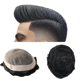 Toupee for Men Mono Base Real European Human Hair Pieces for Mens Hair Prosthesis Patch Units Hair Replacement System for Men (7x9")