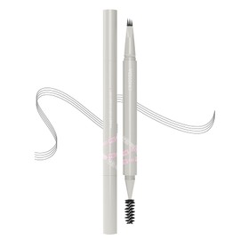 VEECCI Waterproof Microblading Eyebrow Pen - Long-Lasting, Smudge-Proof 2-in-1 Liquid Pencil with Precise 4 Fork Tip for Natural Hairlike Brows - Easy to Use Makeup Tool for Women (Light Brown, 01)