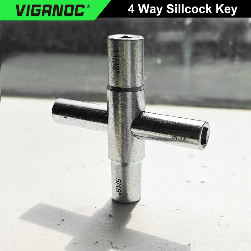 Viganoc 4 Way Sillcock Key, 1/4", 9/32", 5/16", 11/32", Utility