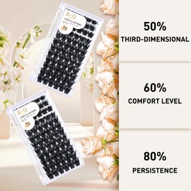 Cluster Lashes D Curl 16mm 72 Clusters B&Q Lash Clusters C D Curl Individual Cluster Lashes Mega Volume Eyelash Clusters DIY Lash Extensions Soft Fluffy Cluster Eyelash Extensions (B06,D-16mm)