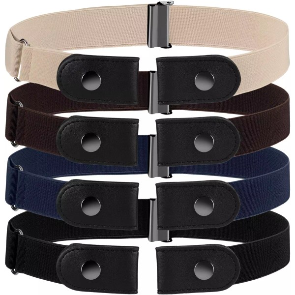 Does not apply 4 Pieces No Buckle Stretch Belt Buckle-Free