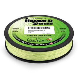 KastKing Hammer Braid Fishing Line, Chartreuse, 4 Strand, 50LB, 150Yds
