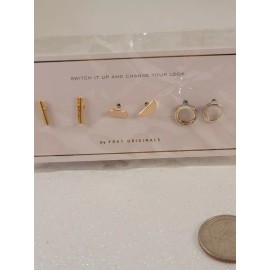 Foxy Originals Stud Mix & Match Earrings Rose Gold Silver Minimalist Geometric