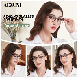 AEZUNI 3 Packs Large Square Reading Glasses Women Big Frame Readers Stylish Eyeglasses 1.00 1.50 2.00 2.50 3.00 3.50 4.00 5.00 6.00(Mix,100)