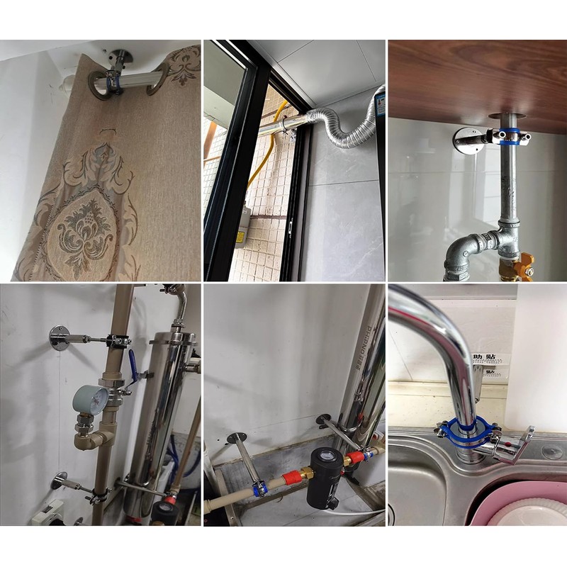 POTONZ Wall Mount Ceiling Mount Pipe Supports,Adjustable Pipe Clamps Stainless