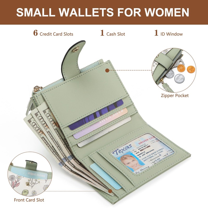 yiijay Small Wallet for Women RFID Blocking Tassle Bifold Slim