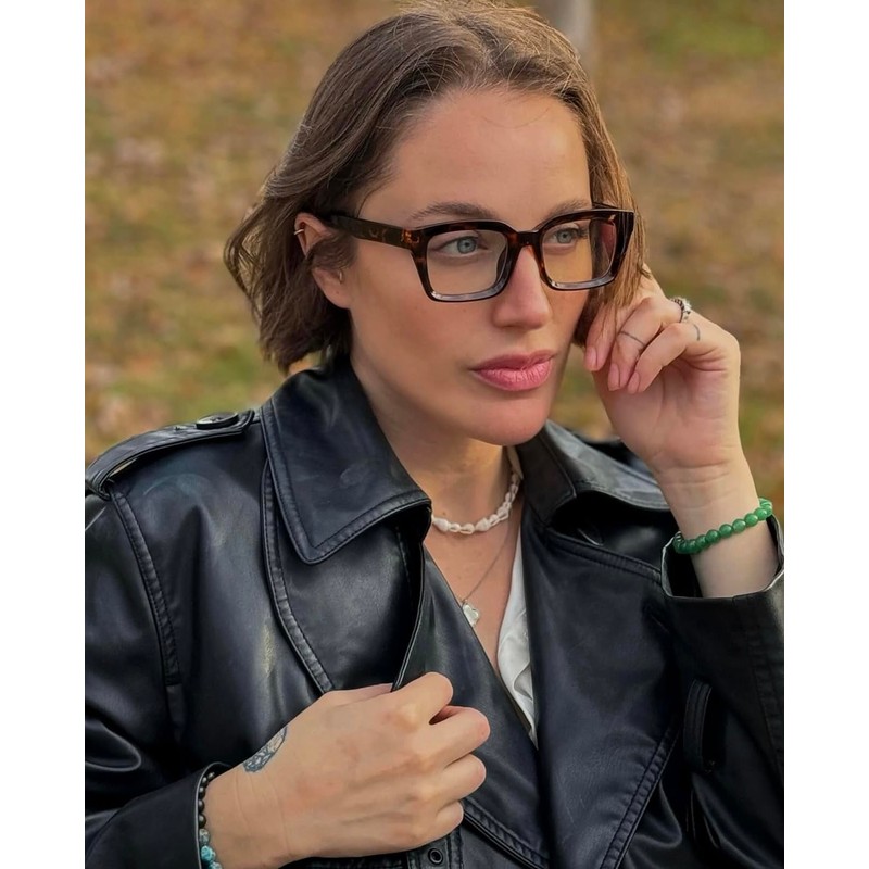 VISOONE Chunky Square Blue Light Blocking Glasses with Anti Computer
