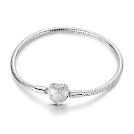 PNIDVOYI New 925 Sterling Silver Classic Colorful Heart-shaped Tree Snake Bone Chain Bracelet fits Design Charm Bead DIY Exquisite Gifts (SL01, 7.9in/20cm)