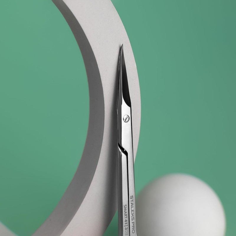 STALEKS Pro Professional Cuticle Scissors 25 mm Ergonomic Rings Stainless