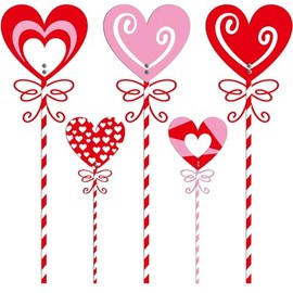 Yaocom 5 Pcs Valentine's Day Metal Heart Garden Stakes 24.4''/ 12" Large Heart Planter Yard Sign Heart Decorative Planter Stakes Decorations for Patio Pathway Indoors Outdoor Decorations