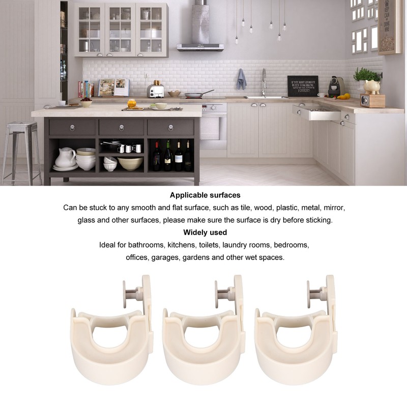 3Pcs Broom Mop Holder Self Adhesive Prevent Slip Multipurpose Wall