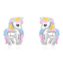 Dreamboat Unicorn Stud Earrings for Women 925 Sterling Silver Animal Jewelry Gifts for Unicorns Lovers