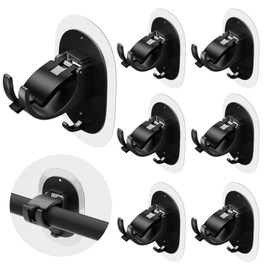 MIMARMZ 6PCS No Drill Curtain Rod Brackets No Drilling Curtain Rod Holder Self Adhesive Curtain Rod Hooks Nail Free Adjustable Curtain Rod Holders Curtain Hangers for Bathroom Living Room Kitchen