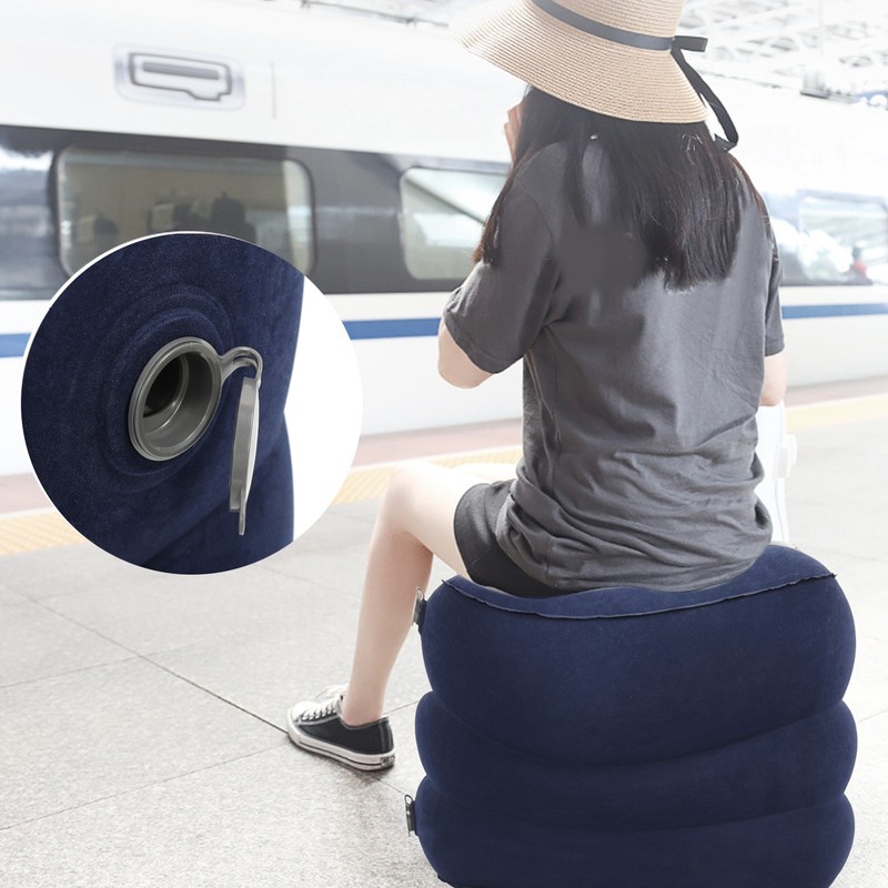 Inflatable Foot Rest Double Valve Blue PVC Flocking Washable Inflatable