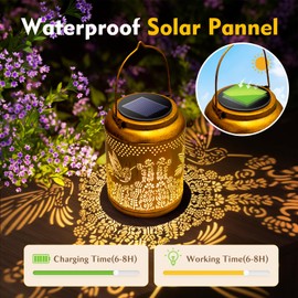 Hyrion Hummingbird Solar Lanterns Outdoor Waterproof, Metal Hanging Lights, Garden Decor Gifts for Women, Mom, Grandma, Solar Decorations for Yard, Patio, Backyard, Porch, Lawn, Tabletop, Walkway