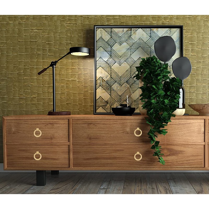 Myxekllo Brushed Gold Cabinet Ring Pulls, Brass Furniture Drawer Pulls