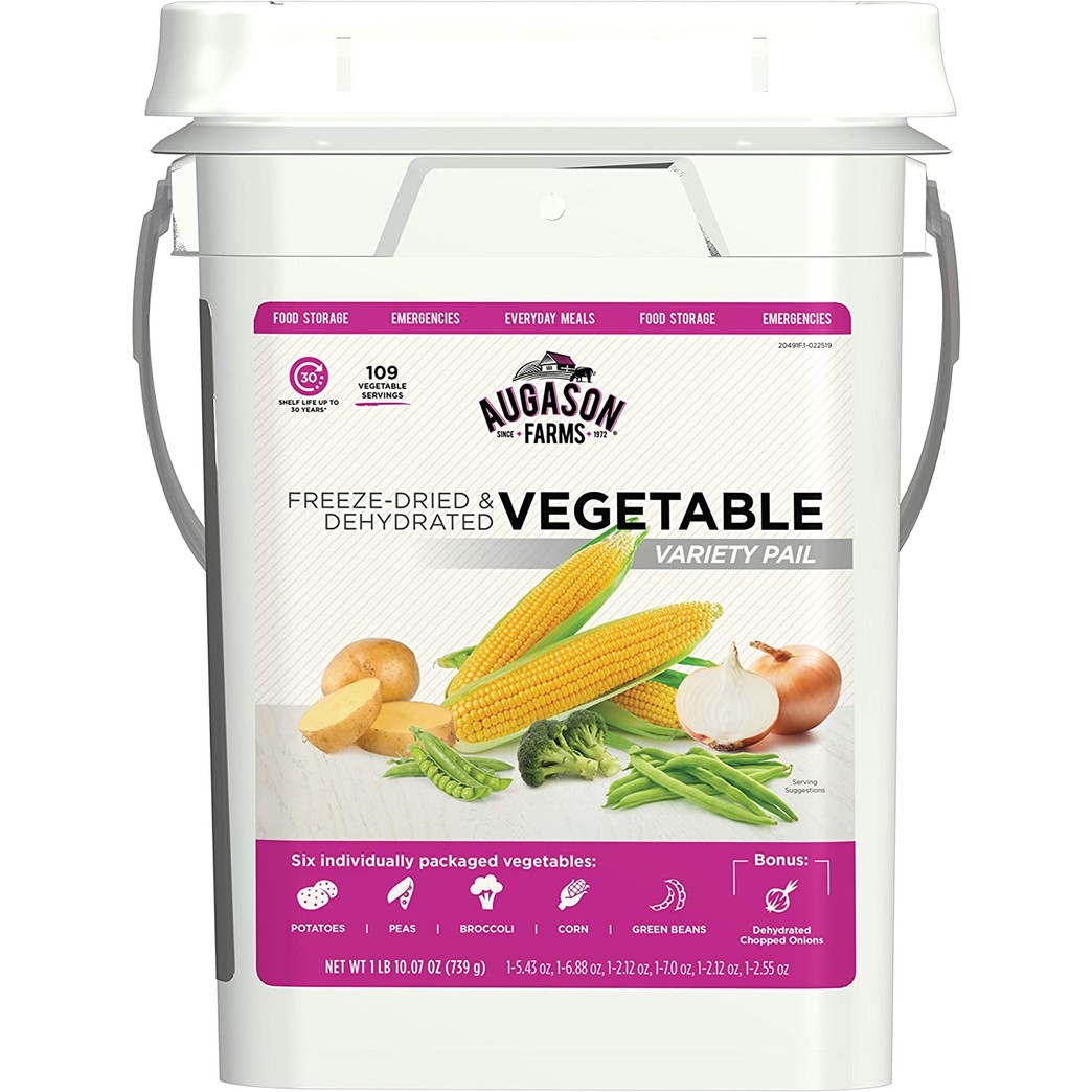 Augason Farms Freeze Dried Vegetable Variety Pack 1 lb 10.1 oz 4 Gallon Kit